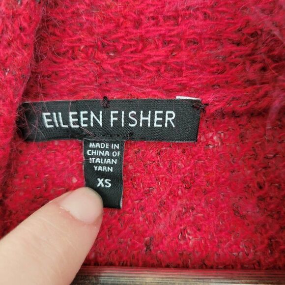 Eileen Fisher raspberry drape front cardigan size xs - Picture 2 of 8
